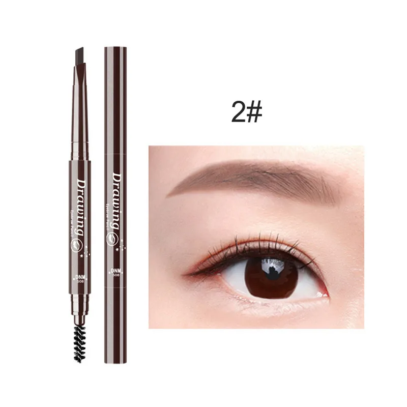 02 Double Ended Eyebrow Pencil Waterproof Long Lasting No Blooming Rotatable Triangle Eye Brow Tatoo Pen Eye brow Makeup Set Beauty - Цвет: 02