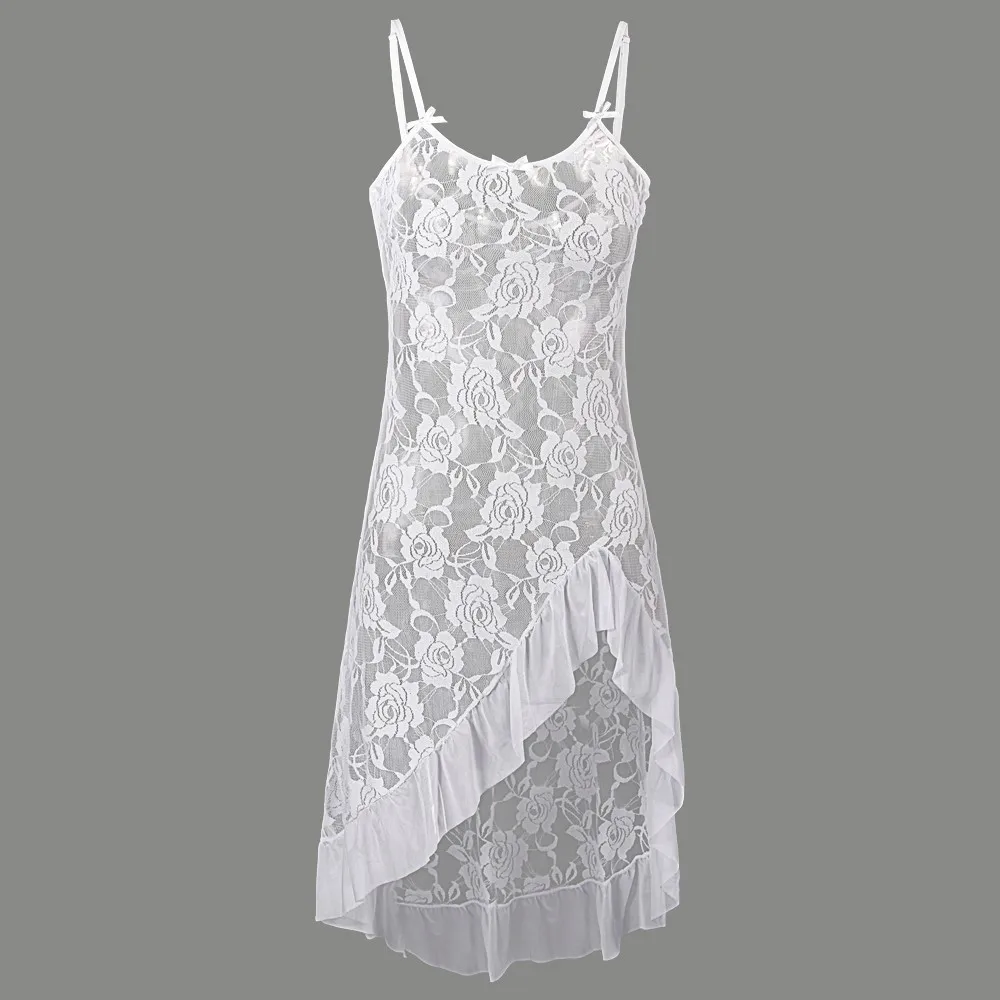 Rose Embroidery Lace Irregular 5xl 6xl Plus Size Women Sexy Nightdress Night Dress Sleepwear Sleeveless Long Nighties Nightgown | Женская