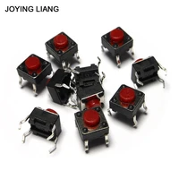 10pcslot 665mm black red small button switch copper foot micro square push button switches electronic accessories 6x6x5