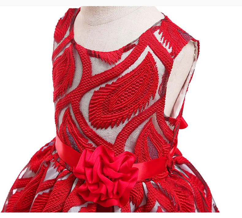 Новинка детская одежда летнее вышитая юбка с цветочным кружевом платье розовое