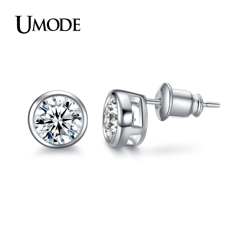 Женские серьги гвоздики с фианитом цвета родия|fashion stud earrings|stud earringsstud earrings for women |