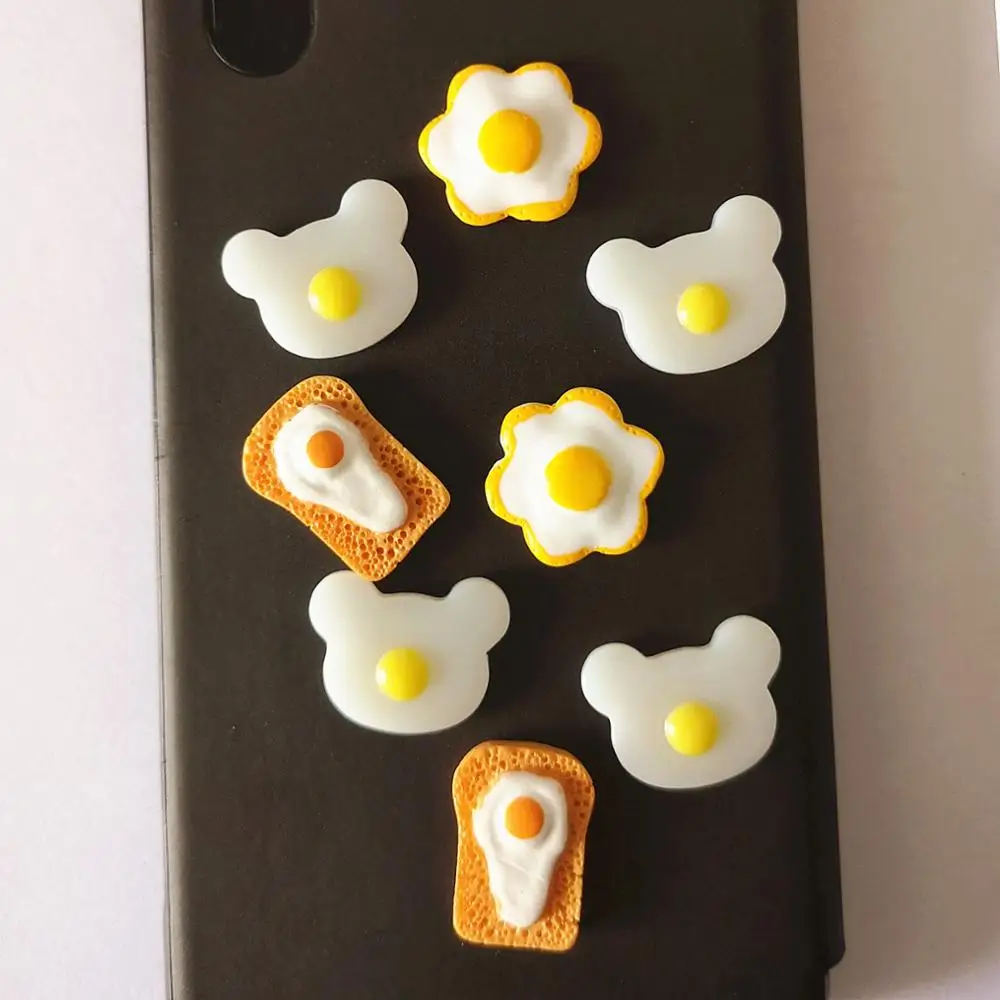 8 шт. Diy полимерное жареное яйцо 1:12 белое кабошон с плоской задней поверхностью