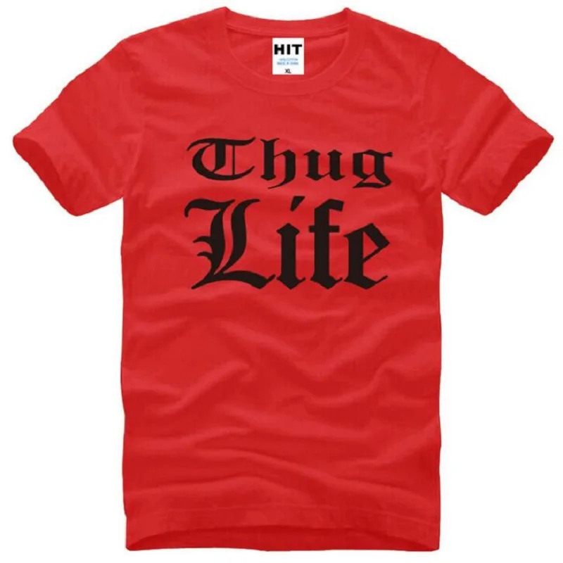Мужская футболка с принтом Thug Life Tupac летняя Стильная хлопковая коротким рукавом и