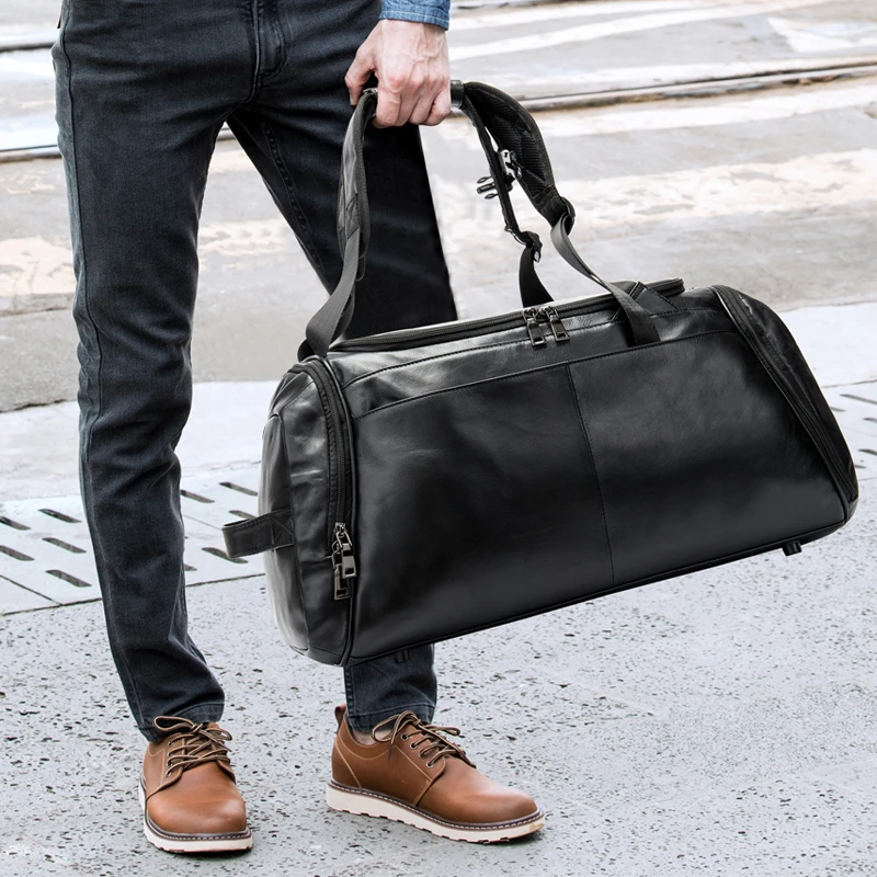 WESTAL натуральная кожа для мужчин путешествий ручная сумка роскошный складной