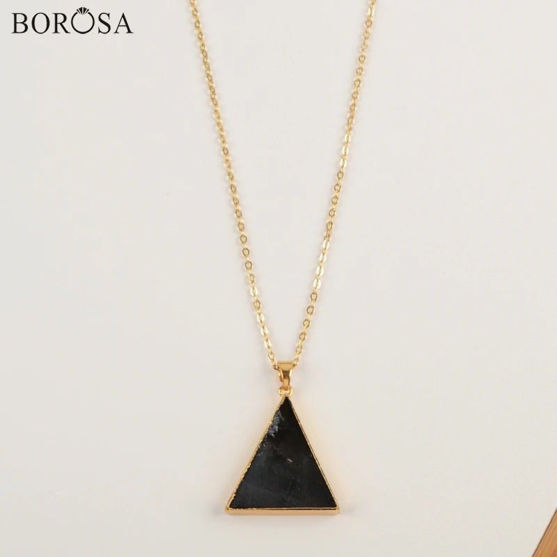 BOROSA модное ожерелье с камнями натуральный треугольник Лабрадорит граненый кулон