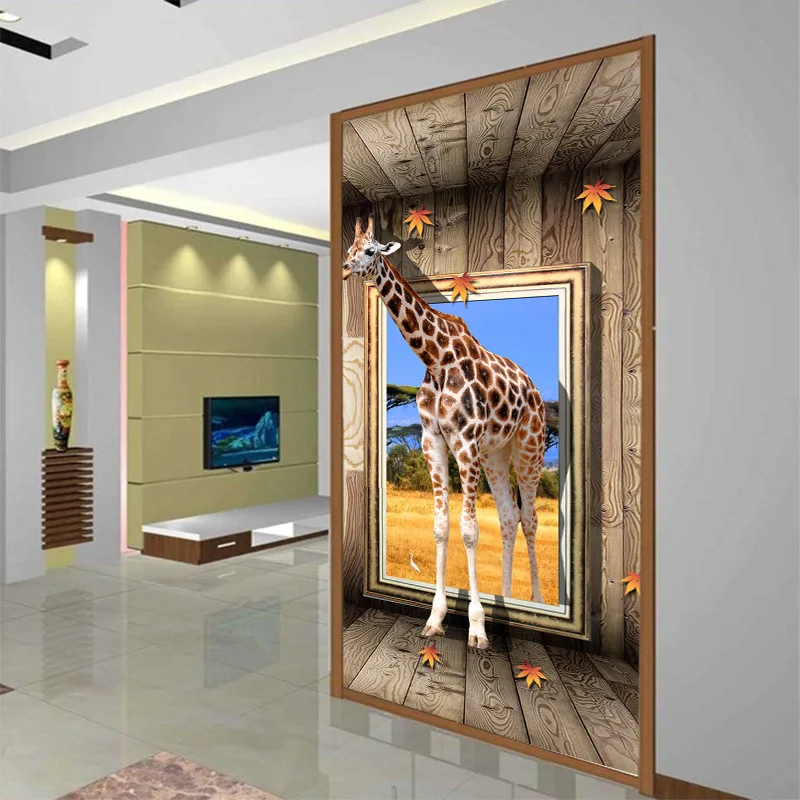 

Custom giraffe animal 3D photo wallpaper for living room corridor home screen wall decor