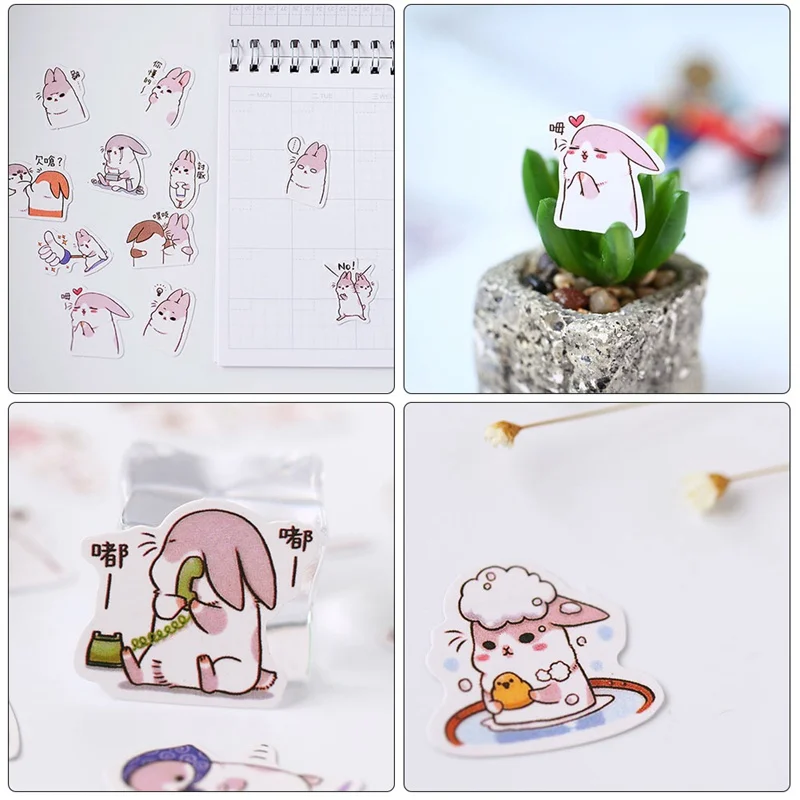 40 шт./компл. милый дневник канцелярские наклейки в упаковке серия пухлый Кролик