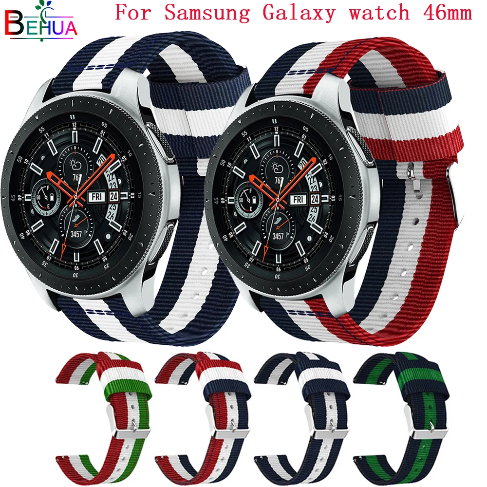 Ремешок нейлоновый спортивный 22 мм для Samsung Galaxy watch 46 цветной браслет смарт часов
