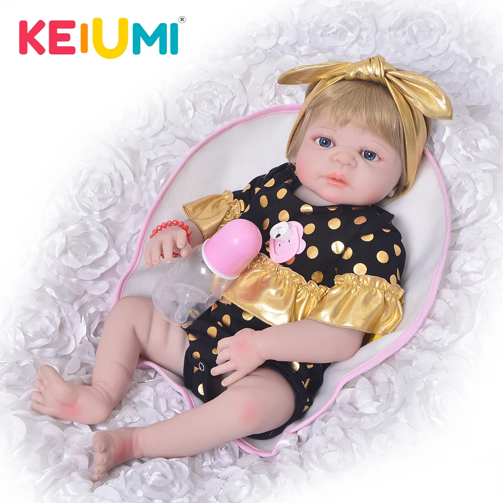 KEIUMI Реалистичная кукла Reborn Baby 23 дюйма силиконовая для всего тела 57 см модная
