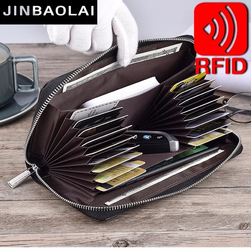24 карты, RFID Блокировка, кредитный держатель для карт, Обложка для паспорта, кошелек, портмоне, кожаный кошелек на молнии, женский бизнес-держатель для ID