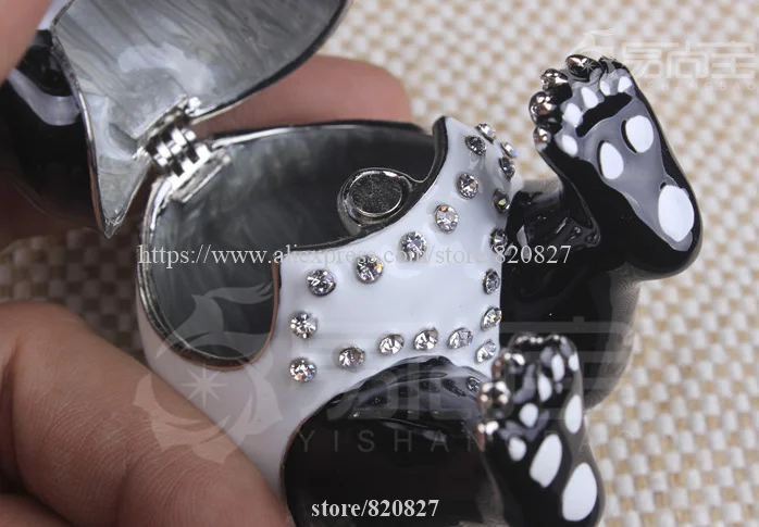 Коробка безделушка панда с кристаллами оловянный шарнирное кольцо коробка