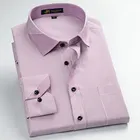 Новое поступление мужская с длинным рукавом в полоску рубашка контрастной расцветки с воротником, с низким содержанием железа классические рубашки классического кроя рубашки высокого качества