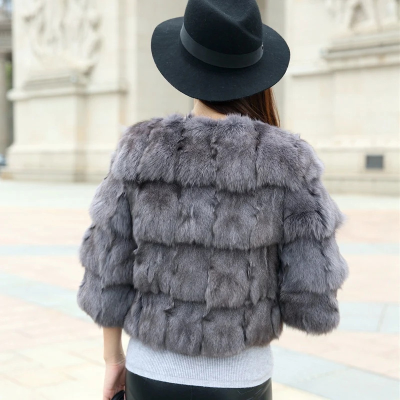 (TopFurMall) Женская модная куртка из натурального Лисьего меха пальто с круглым