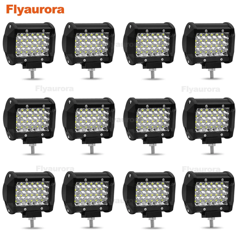 

Flyaurora 4 INCH 72W 3-RowSpot LED Work Light Offroad Led Bar Driving Lamp 12v 24v Trucks SUV ATV 4x4 4WD Working Lights
