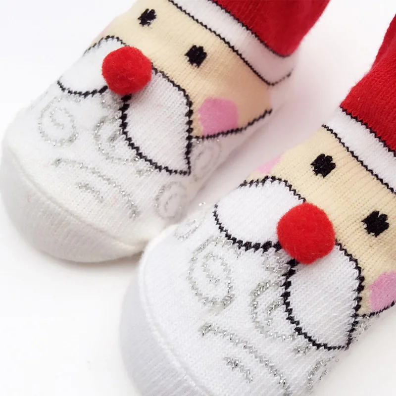 Детские рождественские носки хлопковые зимние нескользящие для новорожденных