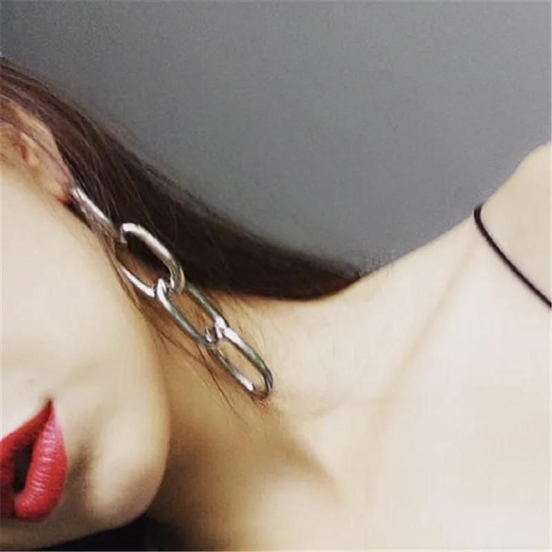 Женские массивные серьги с толстой цепочкой уникальные вечерние в стиле панк