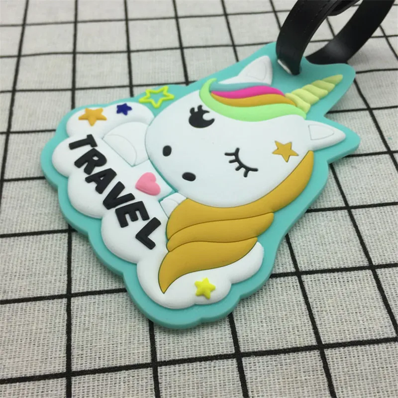 

5 Cartoon Pattern Travel Accessories Luggage Tag Suitcase Flamingo Style Fashion Silicon Portable Travel Label ID Address Holder