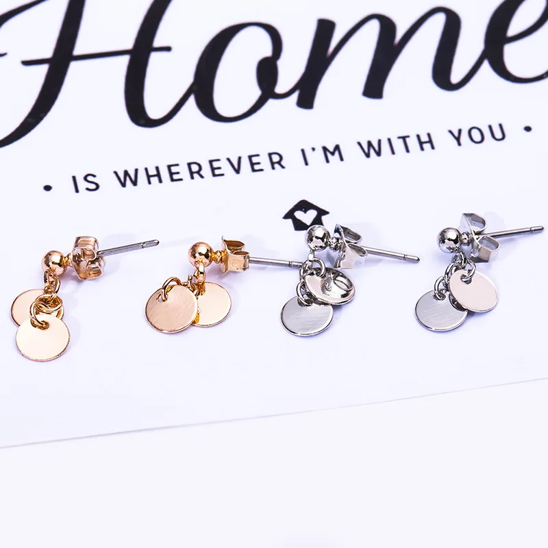 Покрыты золотом серебром серьги гвоздики диски для женщин ювелирные изделия