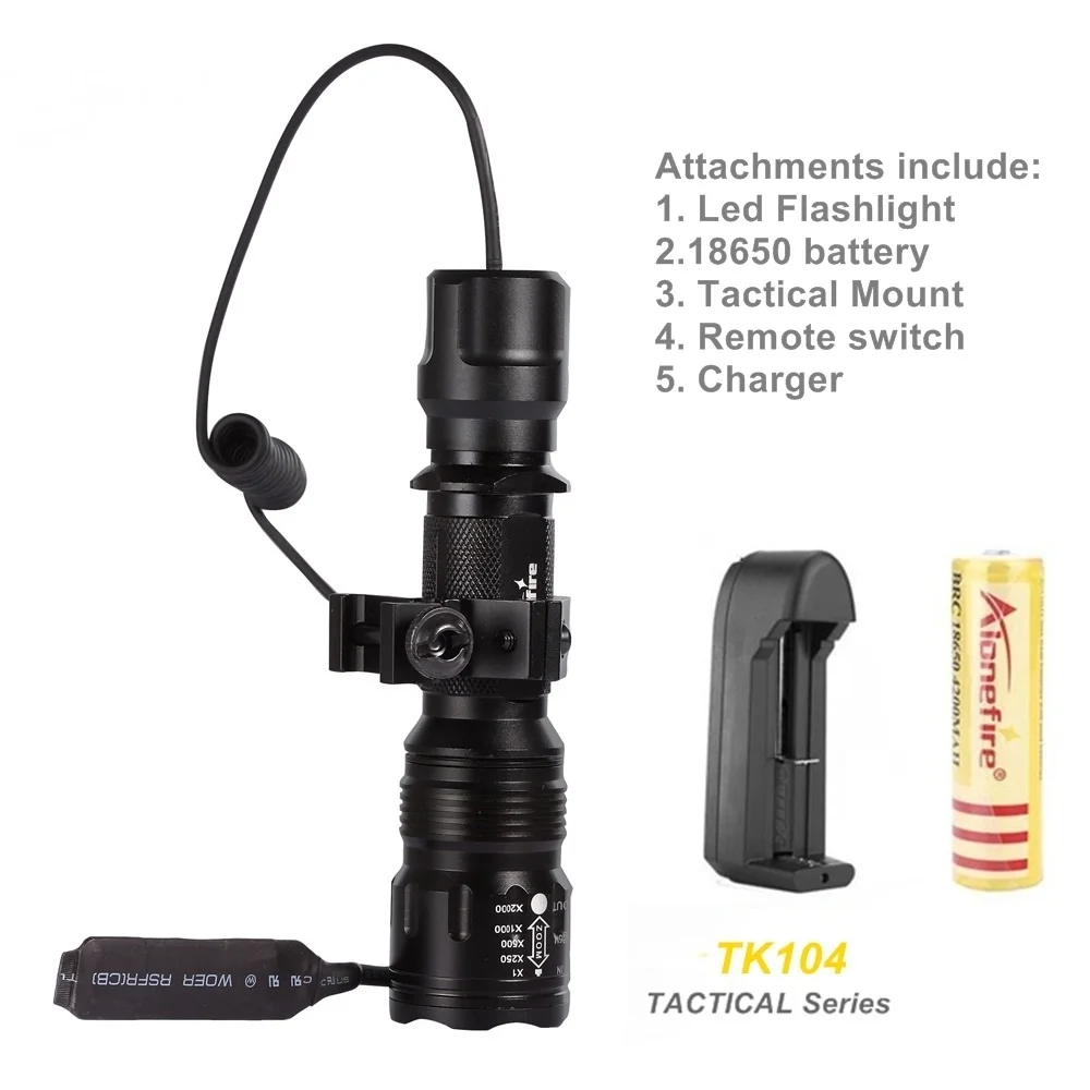 Синий Alonefire TK104 CREE XM-L2 U3 светодиодный тактический светильник фонарь 20 мм крепление для страйкбола прицел ружья светильник 18650 батарея - Цвет: Синий