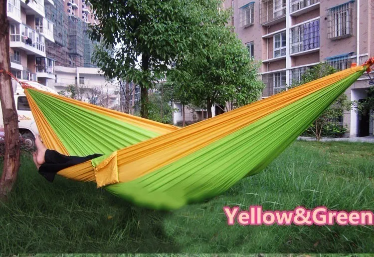 Yellow Green XCLOHAS Портативный 2 человек открытый гамак-парашют для кемпинга домашние сад спальный гамак кровать 220 кг Максимальная нагрузка - Цвет: Yellow Green