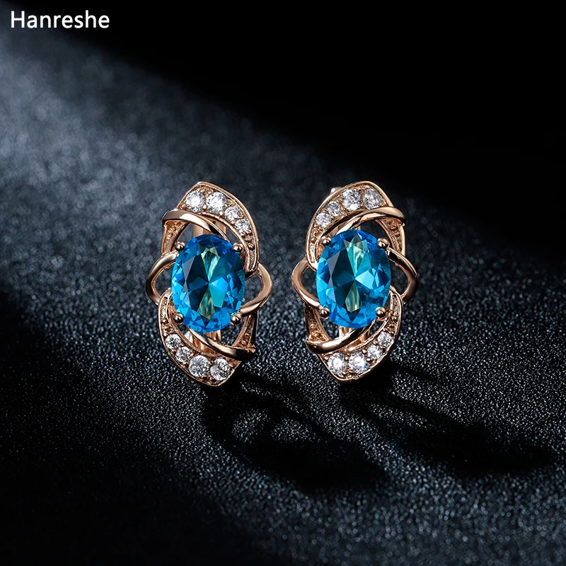 Hanreshe серьги-гвоздики свадебные и вечерние синие красные модные ювелирные