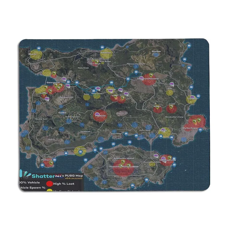 Игровой коврик для мыши MaiYaCa PUBG с картой игры удобный маленький игровой Размером