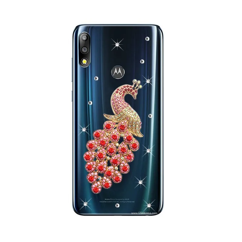 Чехол для Motorola One Power прозрачный чехол с рисунком павлина и стразами P30 Android 8