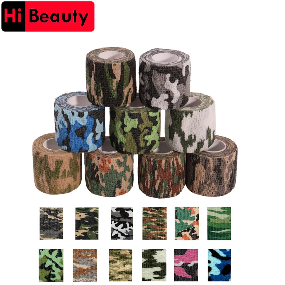 

12Rolls 5*450cm Mixed Colors Self-adhesive Flex Elastic Camouflage Bandage Tattoo Handle Grip Tube Wrap Elbow Stick Medical Tape