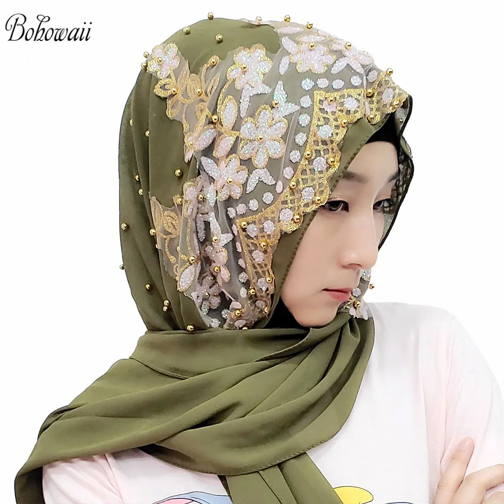 10 шт. BOHOWAII Foulard хиджаб мусульманский шарф шаль роскошный бренд шифон тюрбанты