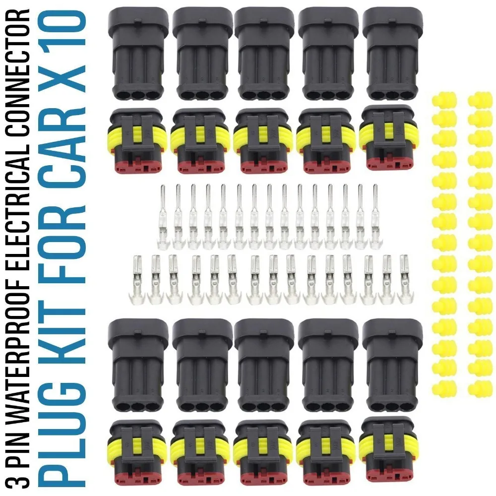 10 Kit 2/3/4 Pin Way Super Seal Car Waterproof Electrical Wire Connector | Обустройство дома