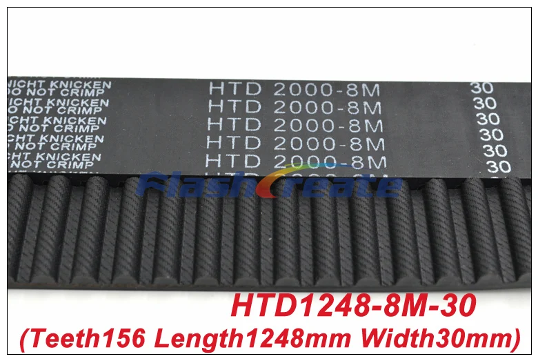 

1pcs HTD8M Belt 1248 8M 30 Teeth=156 Length=1248mm Width=30mm 8M Timing Belt Rubber Closed-Loop Belt 1248-8M S8M Timing Pulley