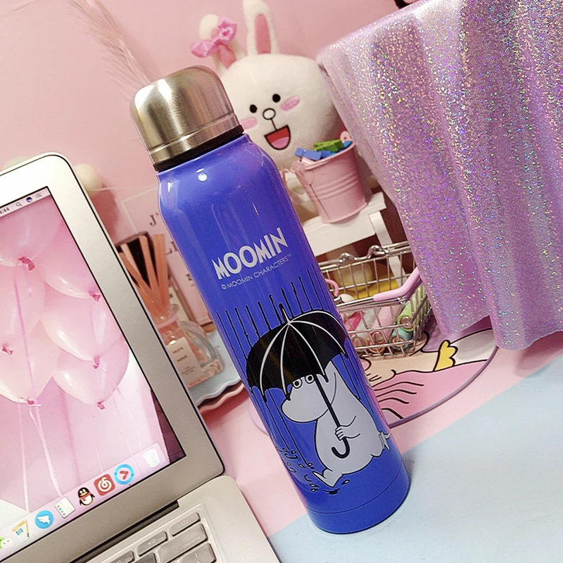 Blue S Moomin, прекрасный подарок для пары, студенческий, мультяшный, вакуумный, мини, для детей, коммерция, нержавеющая сталь, синий, розовый, термос, Copo, 280 мл - Цвет: Blue S