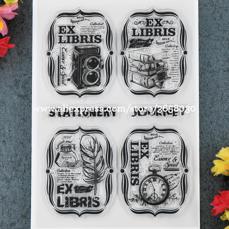 EX LIBRIS Скрапбукинг DIY фото карты резиновые штампы прозрачные 11x16 см 8101655|Штампики| |