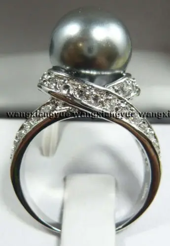 DYY + доставка&gt&gt&gt&gt Серебряный Кристалл Серый Shell Жемчужное Кольцо размер: 7.8.9 5.25 |