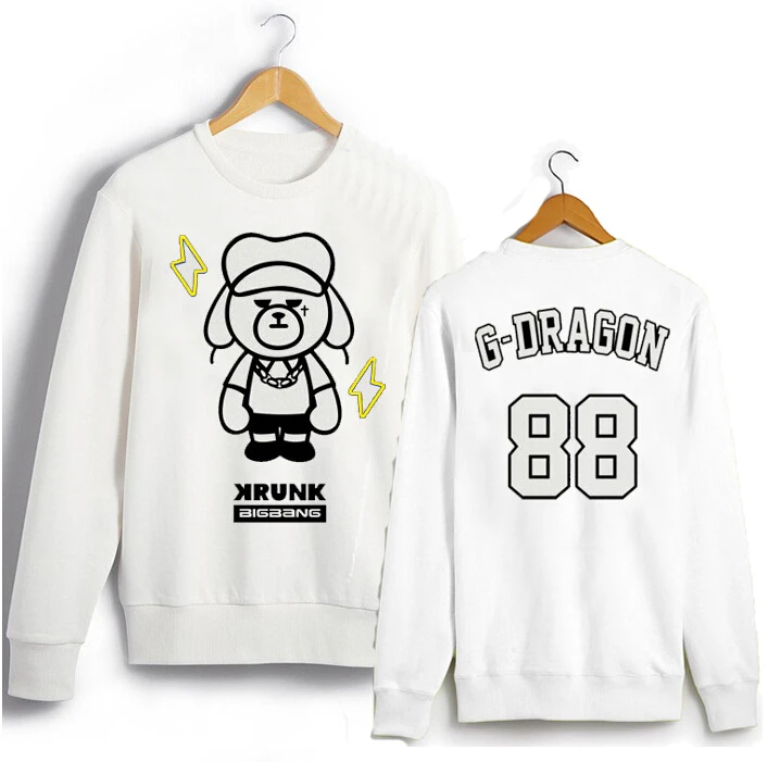 Bigbang Kpop одежда GD периферийный круглый вырез Корейская пара свободные YG Винни