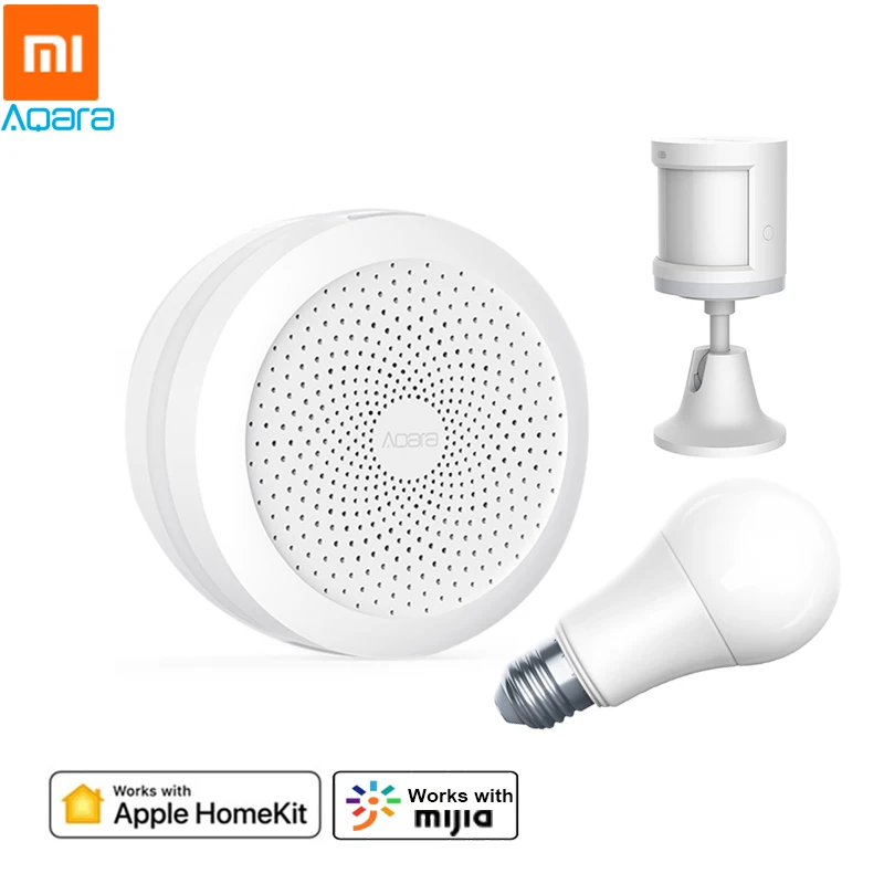 Белый Xiaomi Aqara умный дом комплект света шлюз+ светодиодный светильник+ датчик человеческого тела работа с Apple HomeKit Mijia APP - Цвет: Белый