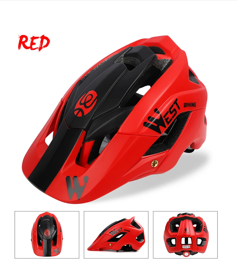 WEST BIKING, шлем для горного велосипеда, безопасный, для велоспорта, для шоссейного велосипеда, для мужчин, t, Сверхлегкий, солнцезащитный козырек, шапка, отлитая, велосипедные шлемы для мужчин
