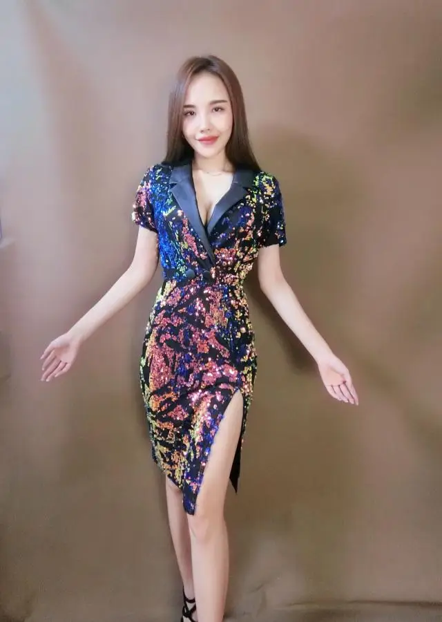 Женское платье с коротким рукавом и V-образным вырезом | Женская одежда