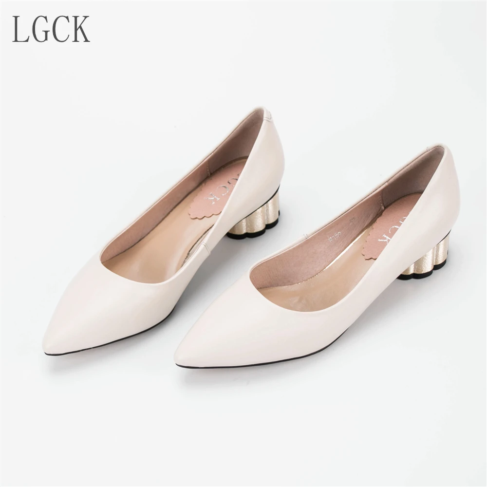 Plus Size 34-43 Genuine Leather Women Shoes Pointed Toe Fashion Strange Style In with Casual Shoes European Designer comfortable