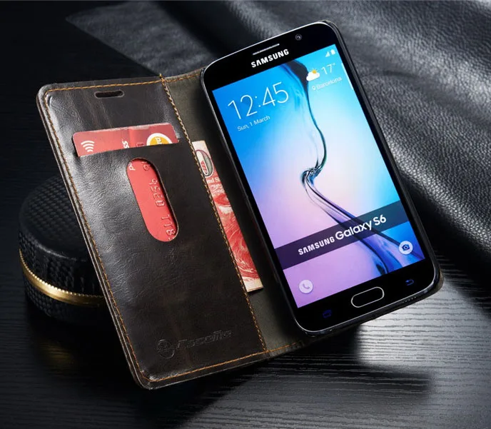 Оригинальный Роскошный кожаный чехол бумажник CaseMe для Samsung Galaxy S6 G9200 Edge G9250 S7 G9300