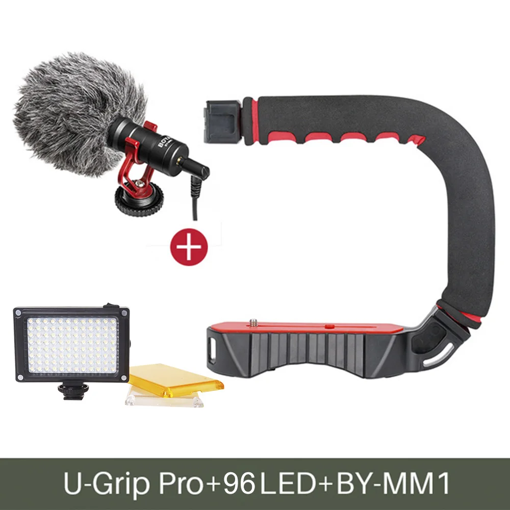 Ulanzi U-Grip Pro тройное крепление башмака 5D2 стабилизатор стедикам ручка Видео Camra смартфон Риг комплект для Nikon Canon iPhone X 8 - Цвет: U-Grip Pro add Mic96