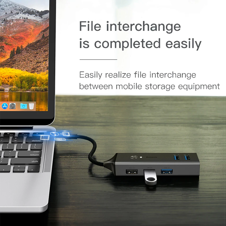 Baseus Мульти USB C концентратор к 3 0 USB3. Тип сплиттер для Macbook Pro Air несколько портов Type