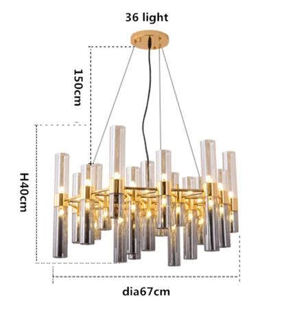 38 light round Скандинавские креативные Bamboom G4 светодиодные люстры, серые стеклянные абажуры, подвесные люстры, освещение - Цвет абажура: 38 light round