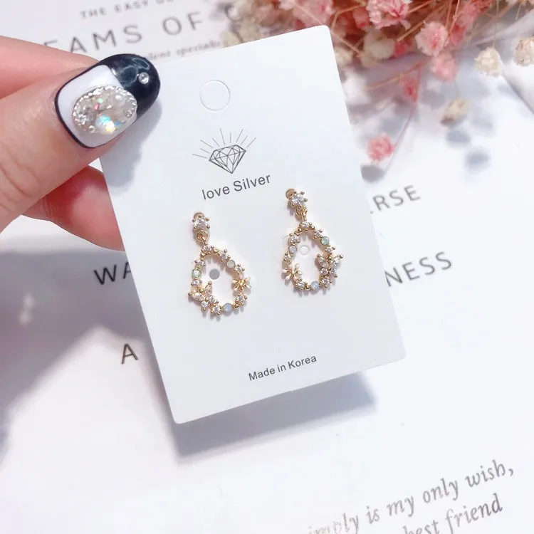MENGJIQIAO новые полые в форме капли воды блестящие циркониевые серьги для женщин милые бабочки цветок нежный Букле д 'ореиль подарок