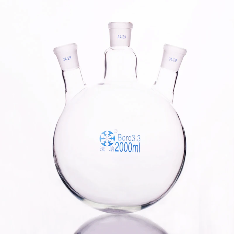 Kup Trójkąszny, Ukośny Kształt Kolby, Z Trzema Szyjami Standardowych Szlifowania Usta, Pojemność 2000 Ml, środkowy Przegub 24/29, Boczne Wspólne 24/29 Ceny Trójkąszny, Ukośny Kształt Kolby, Z Trzema Szyjami Standardowych Szlifowania Usta, Pojemność 2000 Ml, środkowy Przegub 24/29, Boczne Wspólne 24/29