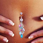Модное Стразы смешанного цвета кольцо для пупка хирургический пирсинг сексуальное ювелирное изделие для женщин пирсинг пупка #255397