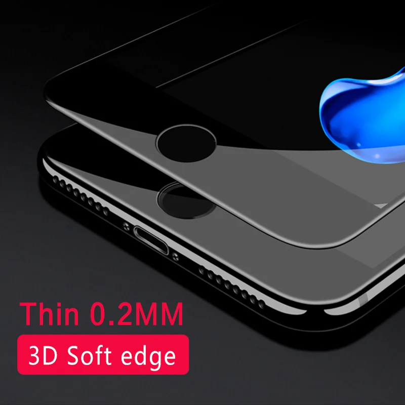 ESVNE (2 шт./лот) 3D Мягкий край Полное покрытие Защитное стекло для iphone 6 6s 7 8 plus X