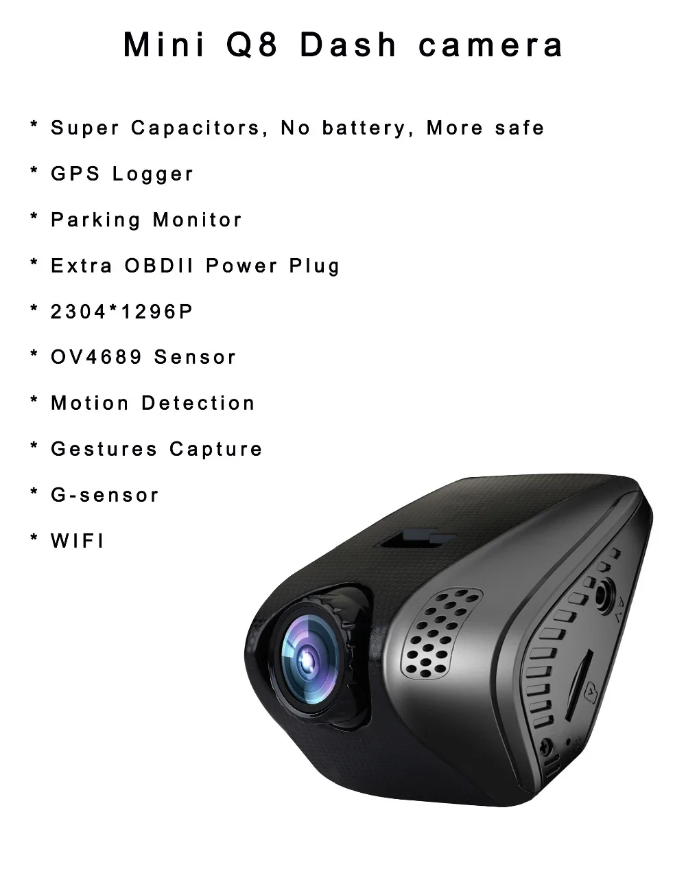 Mini Q8 Car Camera DVR Dash cam FHD 1296P 1080P Video Registrar With WIFI G-sensor Parking mode Super Capacitor Gestures Capture |