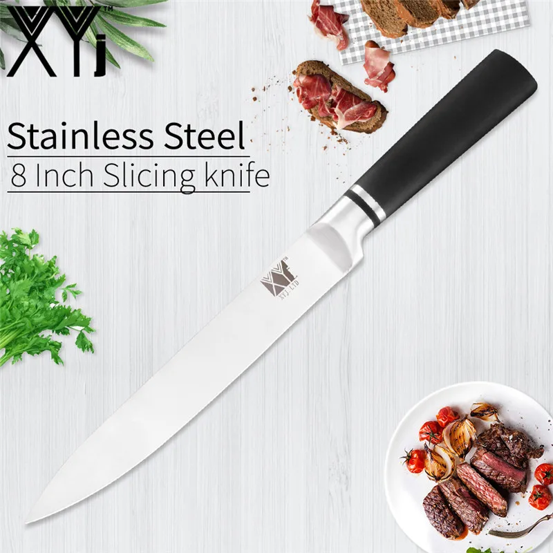 I.8 slicing knife XYj 6 шт. кухонные ножи из нержавеющей стали 8 ''шеф-повара 8'' хлеба 8 ''нарезки 7''Santoku 5'' Uitliyt 3,5 ''ножи для очистки овощей аксессуары для дома - Цвет: I.8 slicing knife