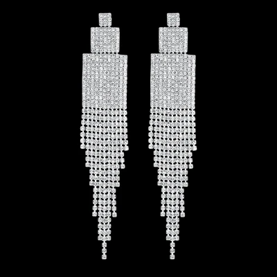 EH379-Silver Mecresh серебряный цвет невесты длинные серьги-подвески хрустальные серьги с кисточками со стразами для женщин Свадебные обручальные ювелирные изделия EH1175 - Окраска металла: EH379-Silver